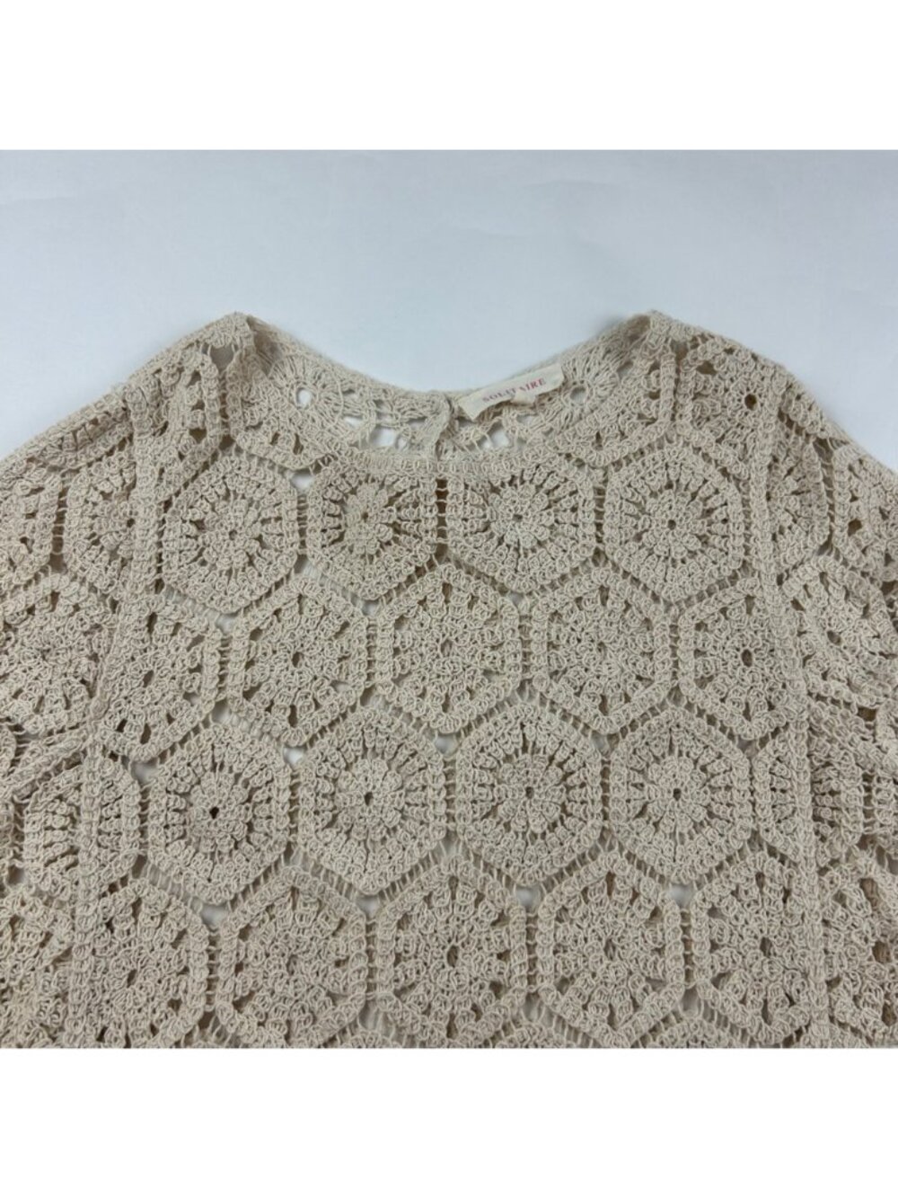 Solitaire Cream Crochet Bell Sleeve Pulloer Sweater XL - Picture 2 of 7